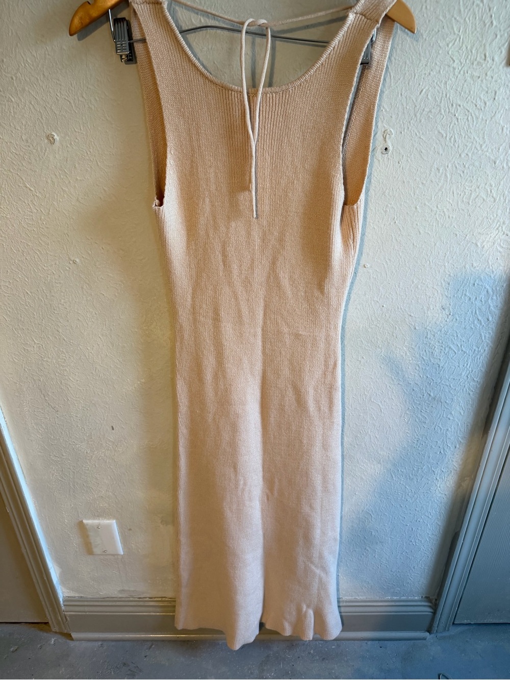 Cream Knit One-Piece Dress - Sleeveless